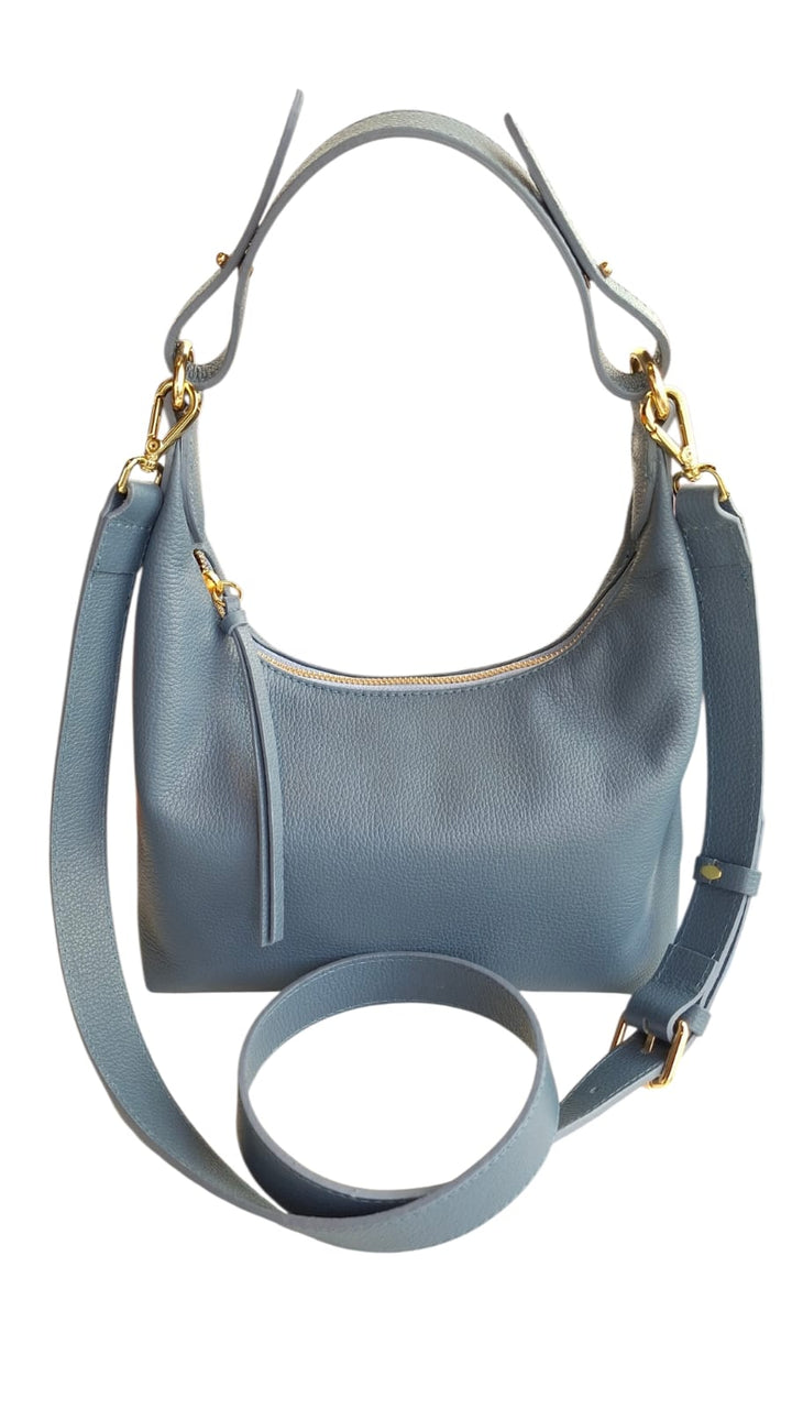 Bolsa Tulipa em Couro (Azul Indigo)