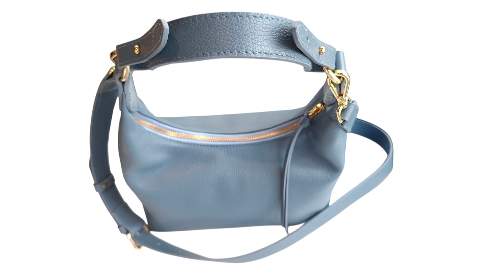 Bolsa Tulipa em Couro (Azul Indigo)