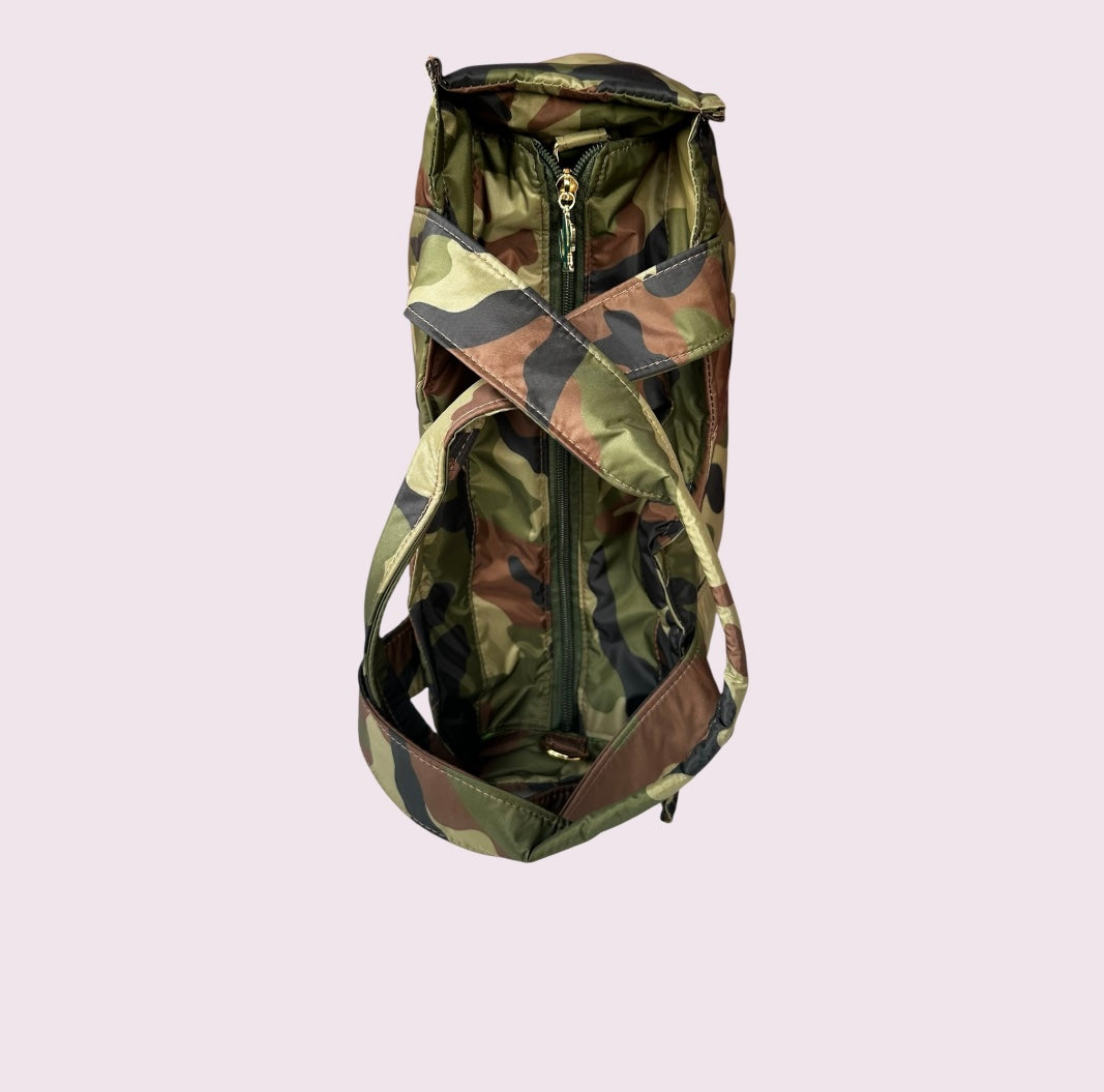 Bolsa TOTE de Nylon - Camuflada (forro verde limão)