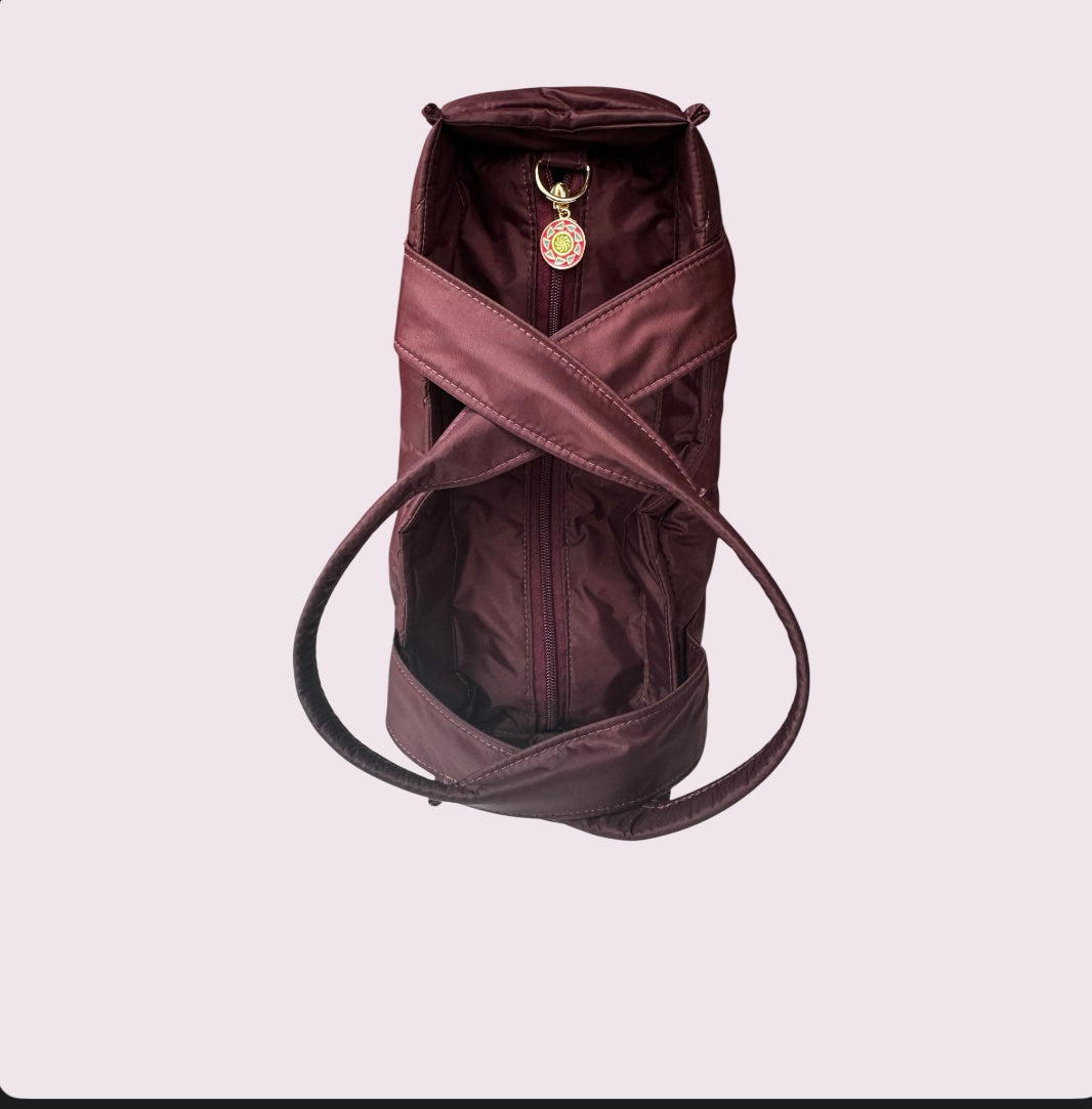 Bolsa TOTE de Nylon - Bordô (forro pink)