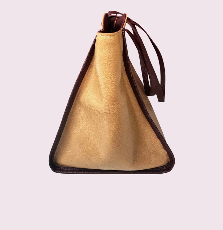 Bolsa Travel de Couro - Creme e Bordô