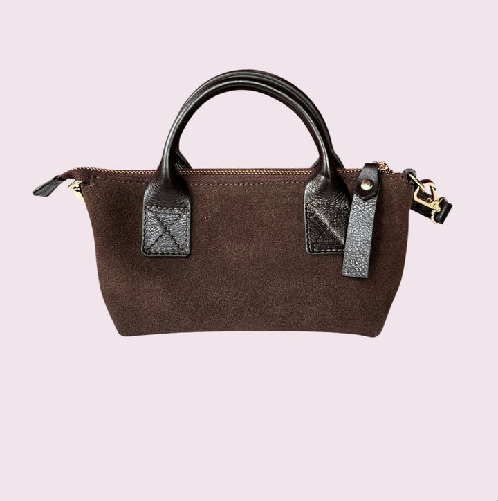 Bolsa Transversal de Camurça e Couro - Café