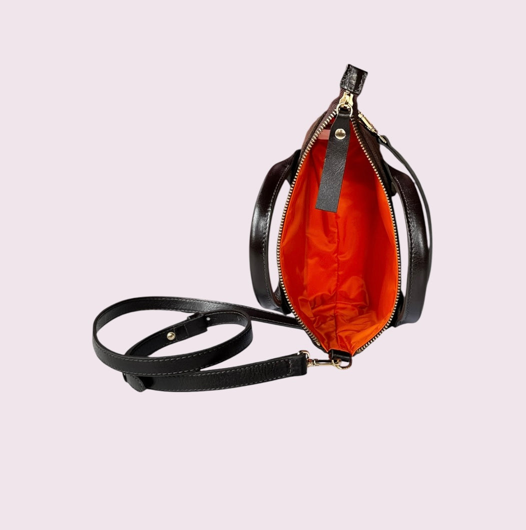 Bolsa Transversal de Camurça e Couro - Café