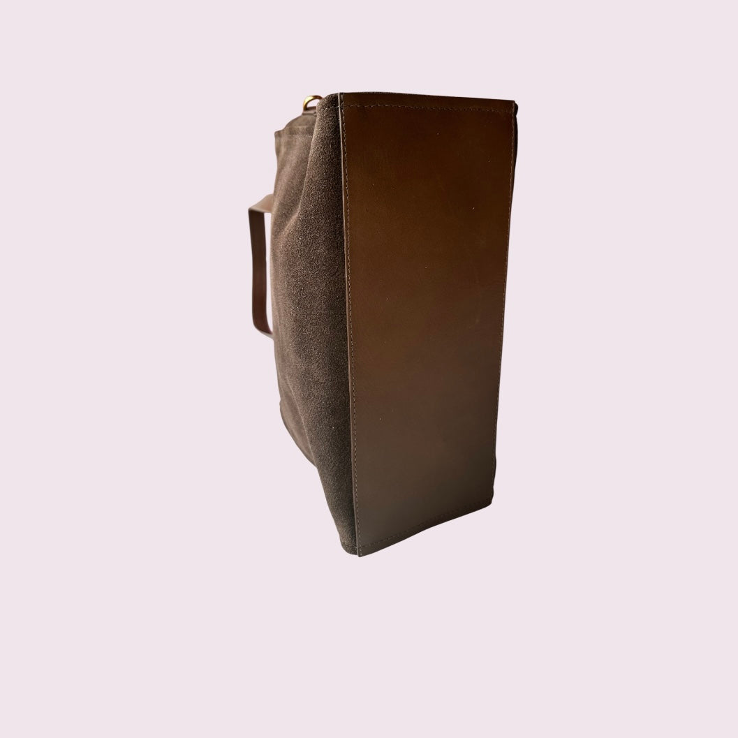 Bolsa TOTE de Camurça e Couro - Café