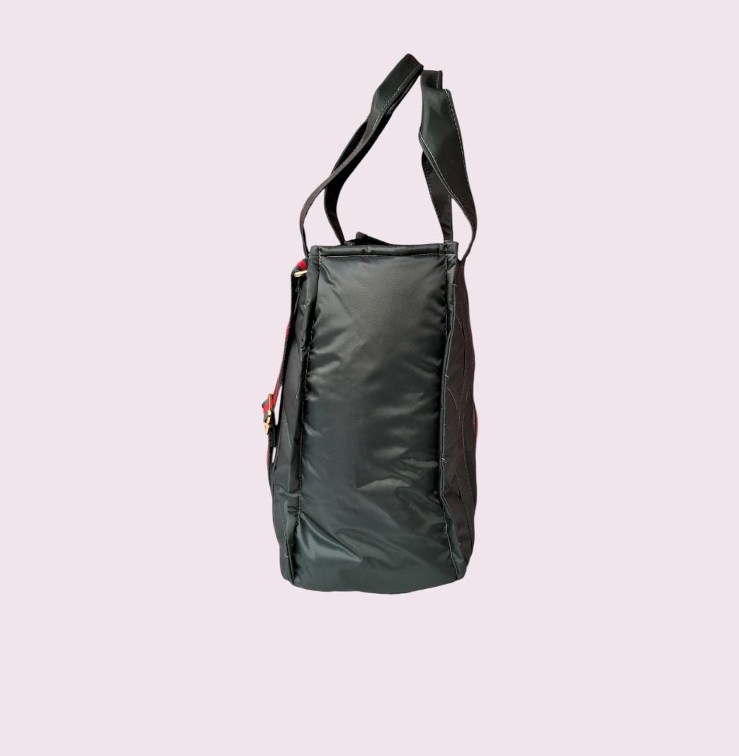 Bolsa TOTE de Nylon - Verde escuro com limão