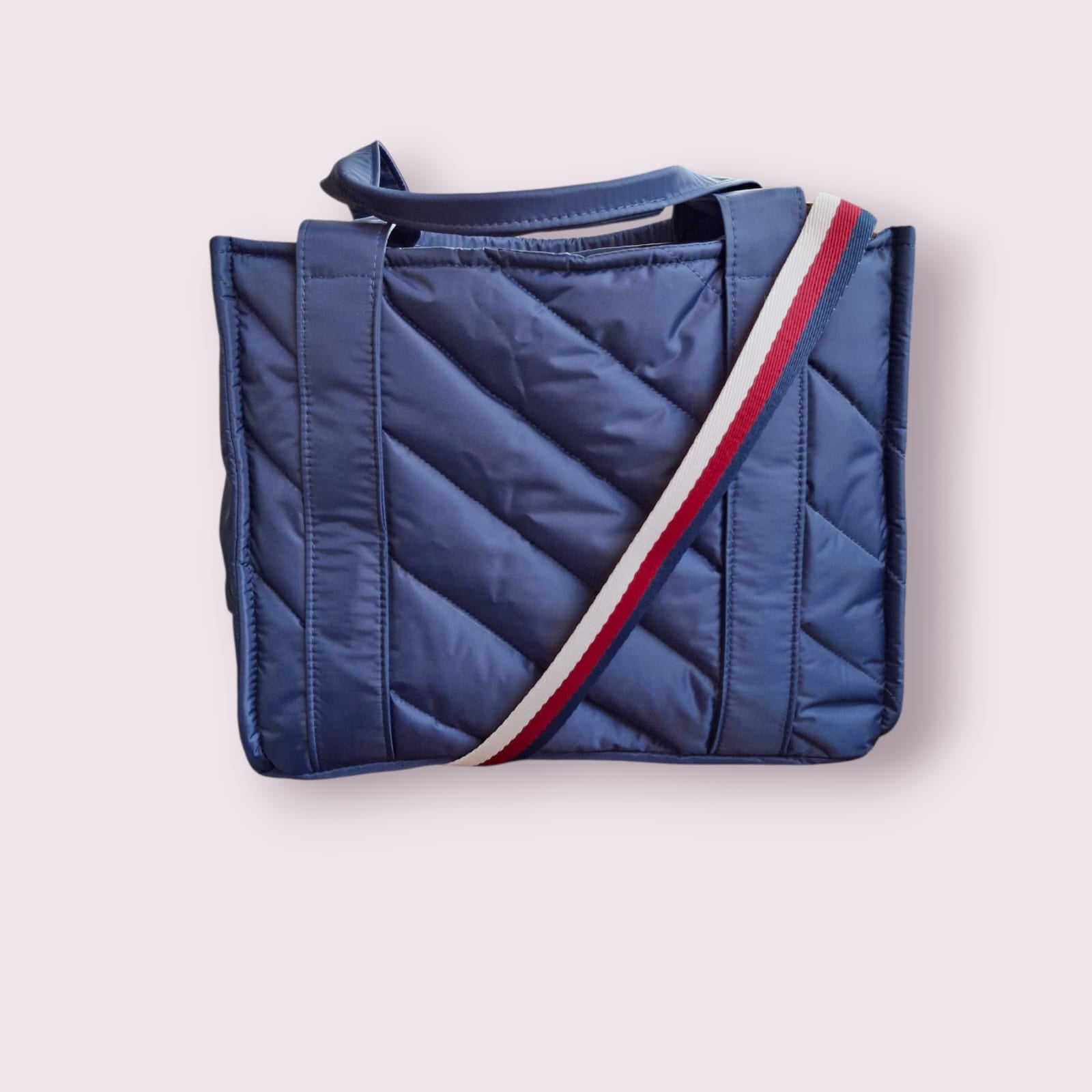 Bolsa TOTE de Nylon - Marinho (forro pink)