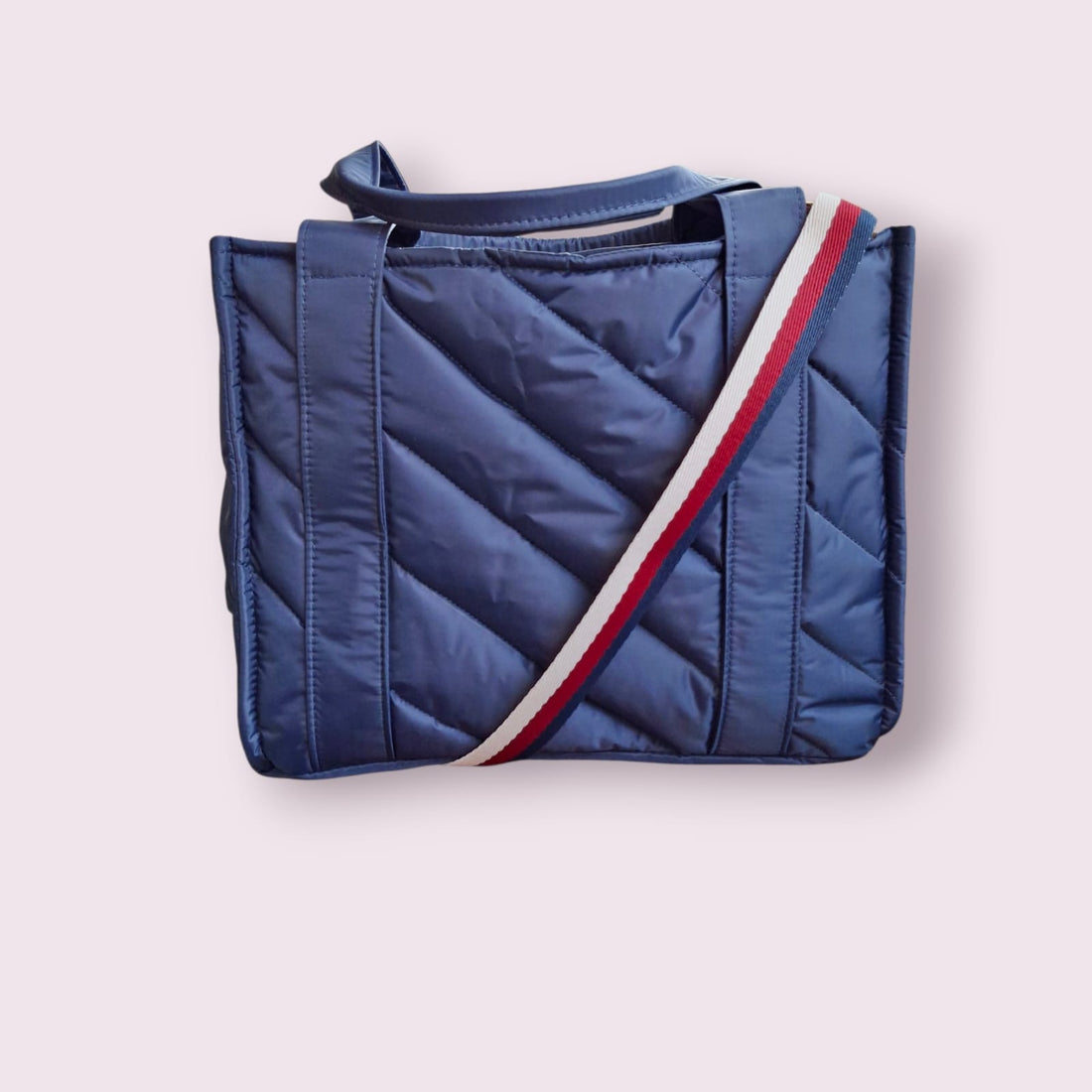 Bolsa TOTE de Nylon - Marinho (forro pink)