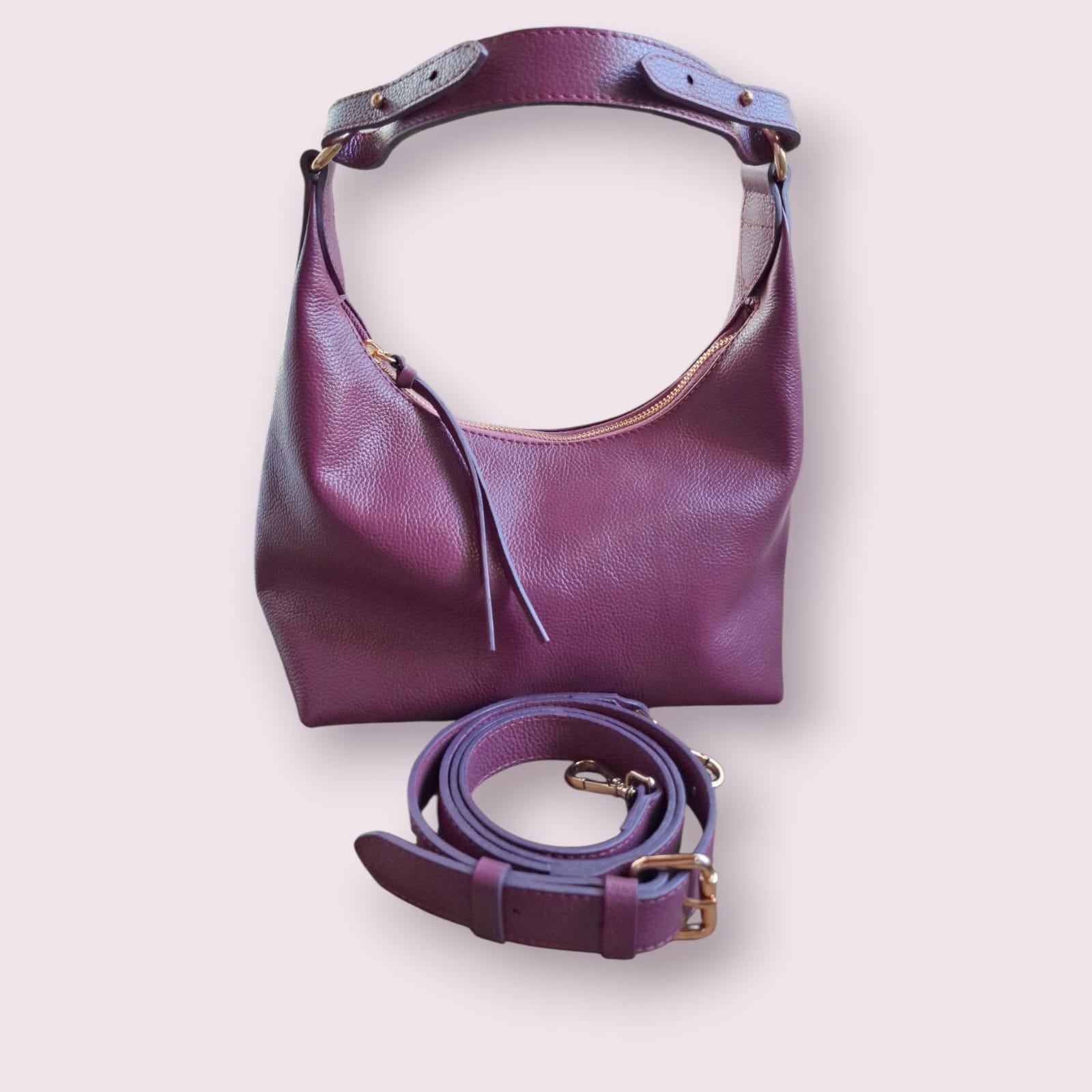 Bolsa Tulipa em Couro (Beterraba)