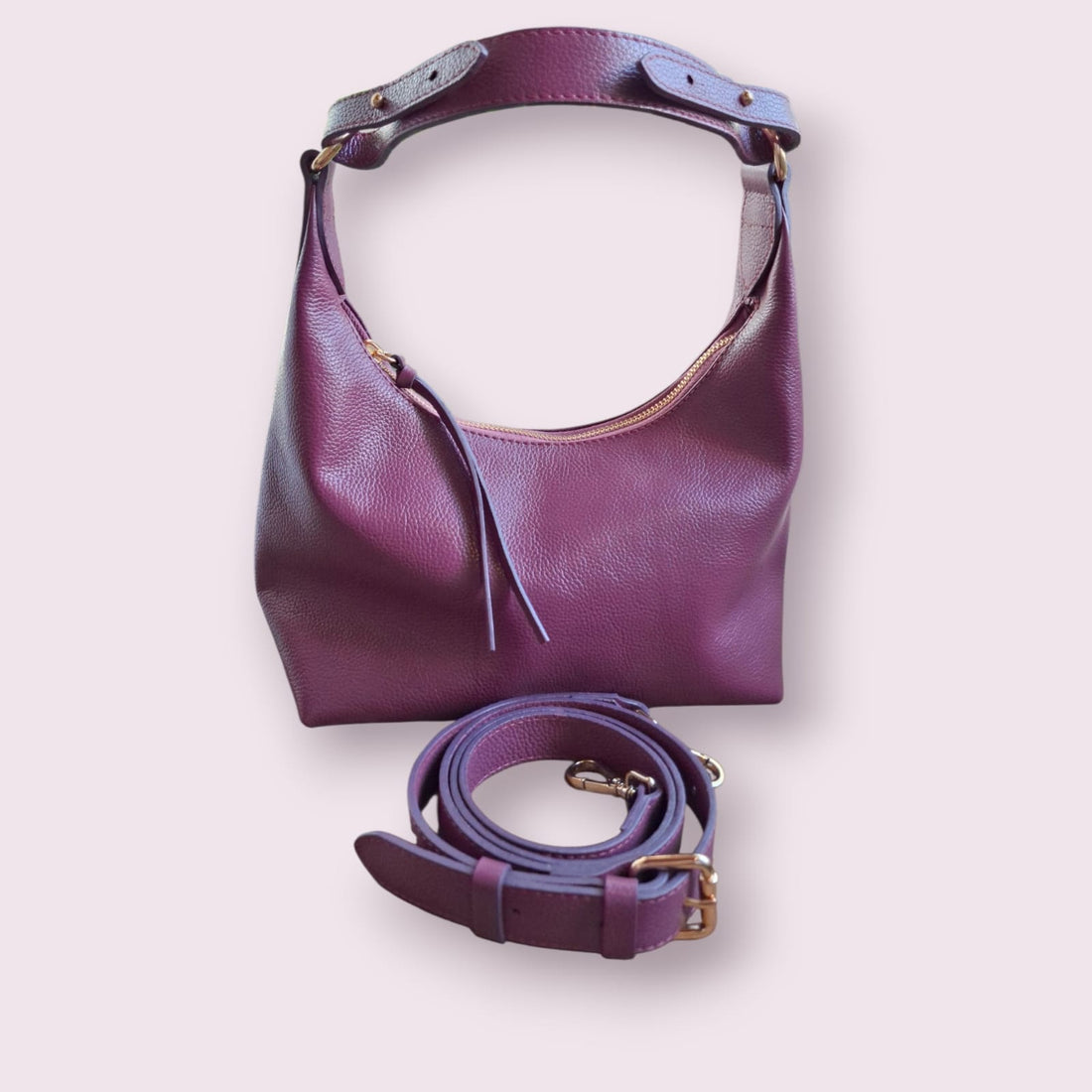 Bolsa Tulipa em Couro (Beterraba)