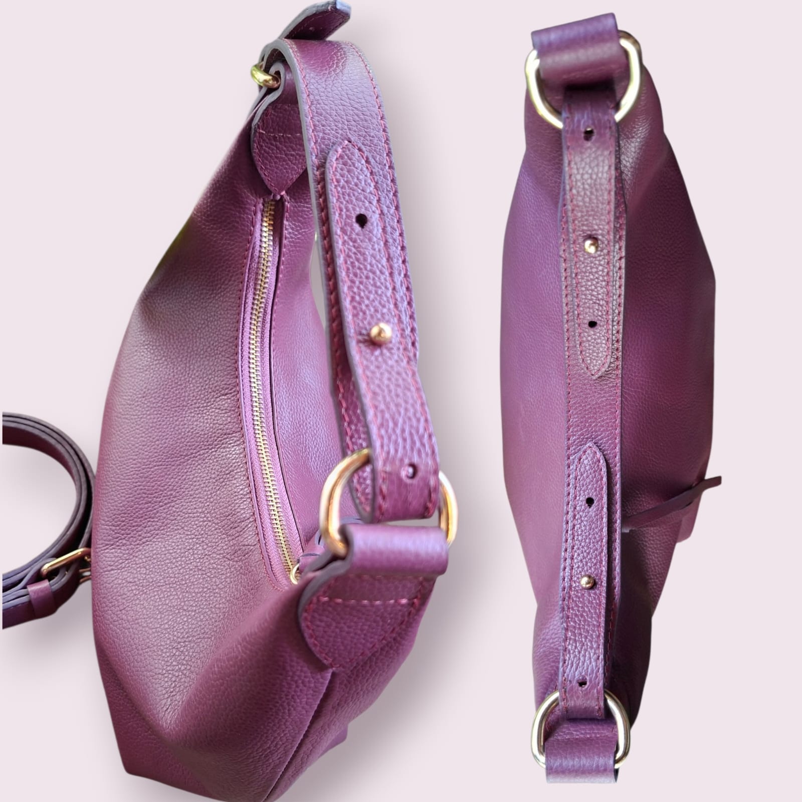 Bolsa Tulipa em Couro (Beterraba)
