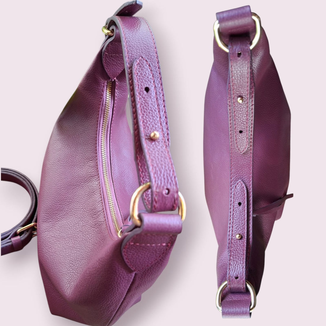 Bolsa Tulipa em Couro (Beterraba)